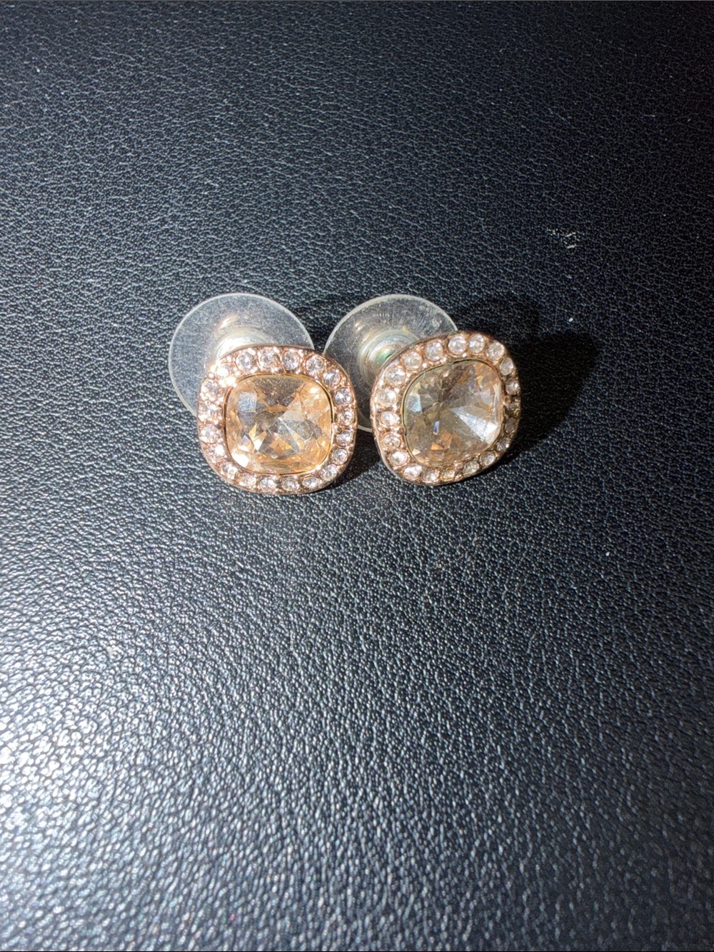 Crystal Halo Stud Earrings in Rose Gold
